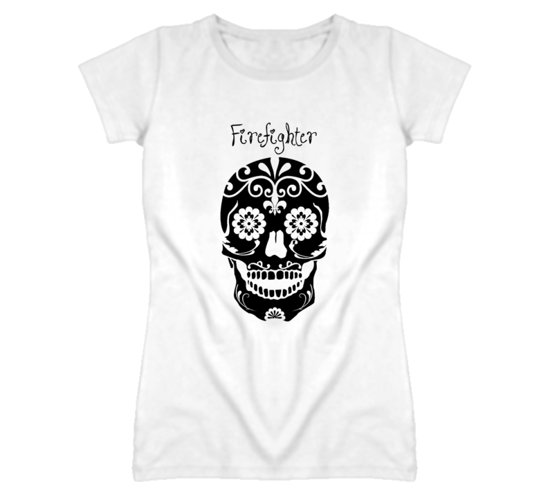 Firefighter Skull Design Cool Ladies T Shirt