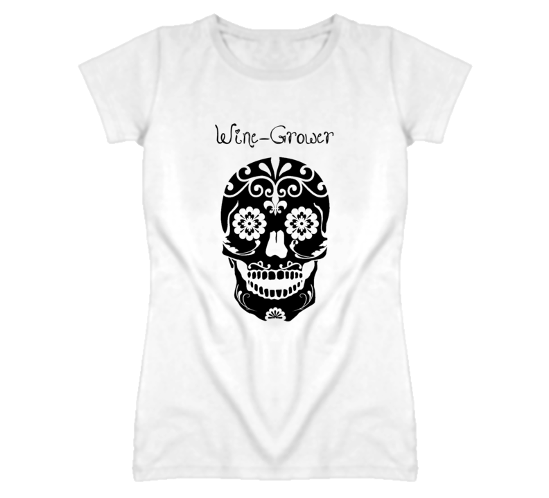 Wine-Grower Skull Design Cool Ladies T Shirt