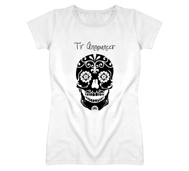 Tv Announcer Skull Design Cool Ladies T Shirt Tv Announcer Skull Design Cool Ladies T Shirt