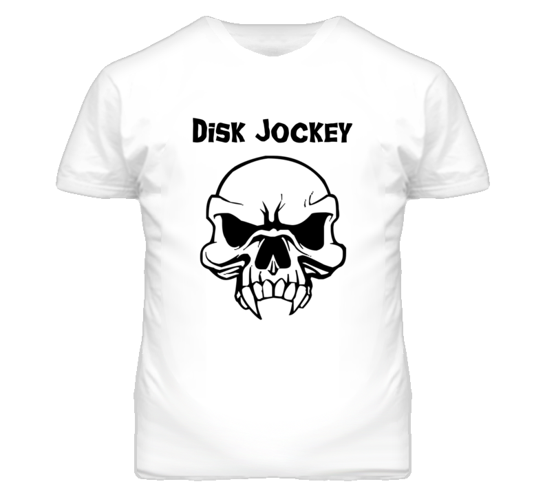 Disk Jockey Skull Design Mens T Shirt