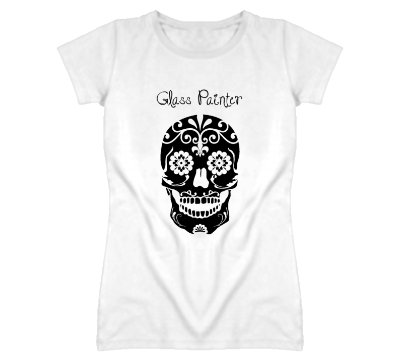 Glass Painter Skull Design Cool Ladies T Shirt