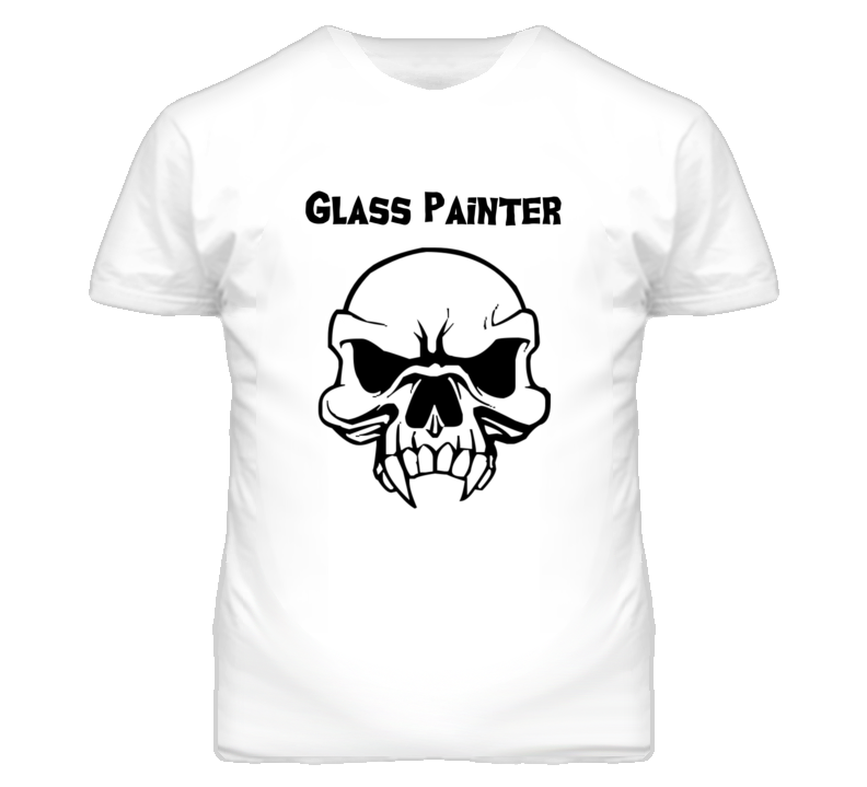 Glass Painter Skull Design Mens T Shirt