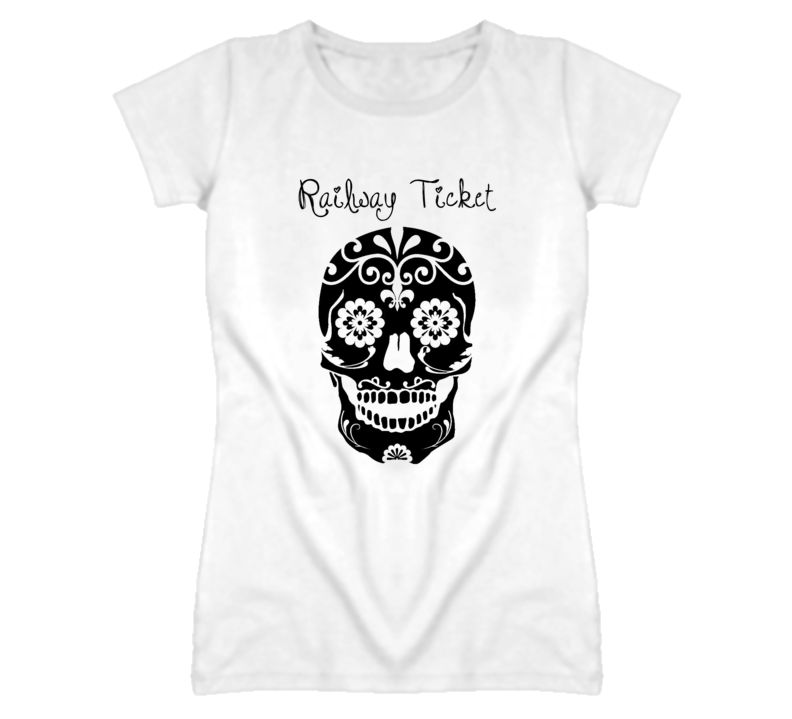 Railway Ticket Skull Design Cool Ladies T Shirt Railway Ticket Skull Design Cool Ladies T Shirt