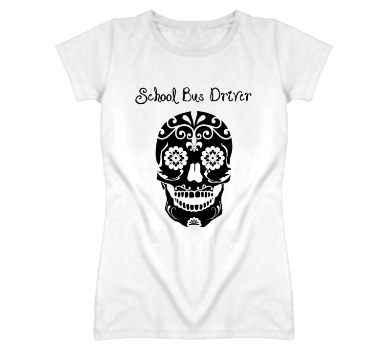 School Bus Driver Skull Design Cool Ladies T Shirt