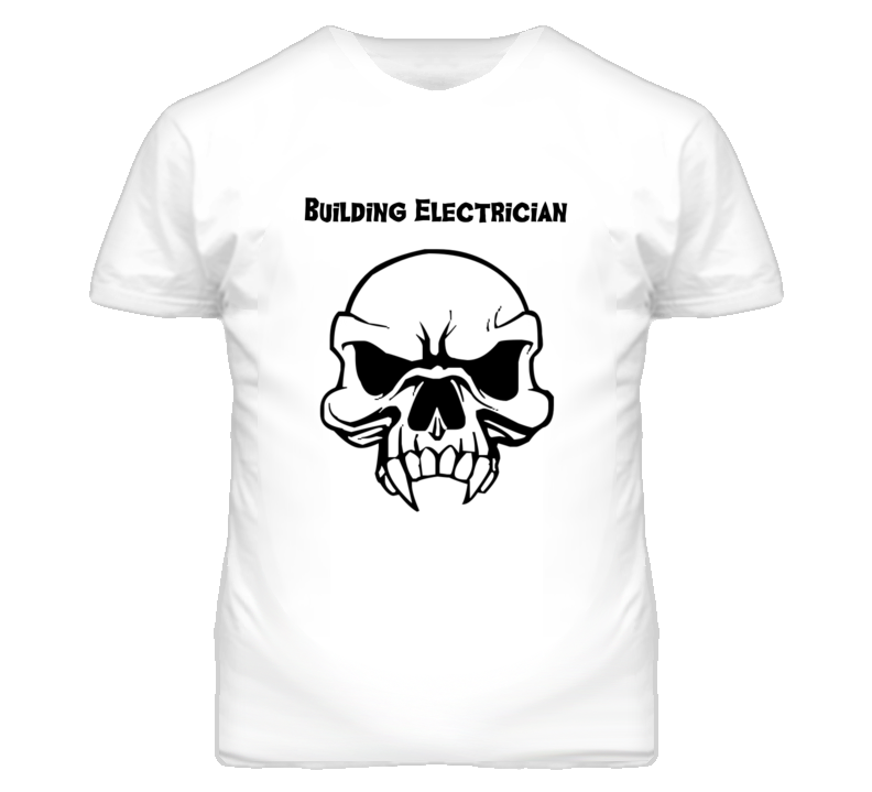 Building Electrician Skull Design Mens T Shirt