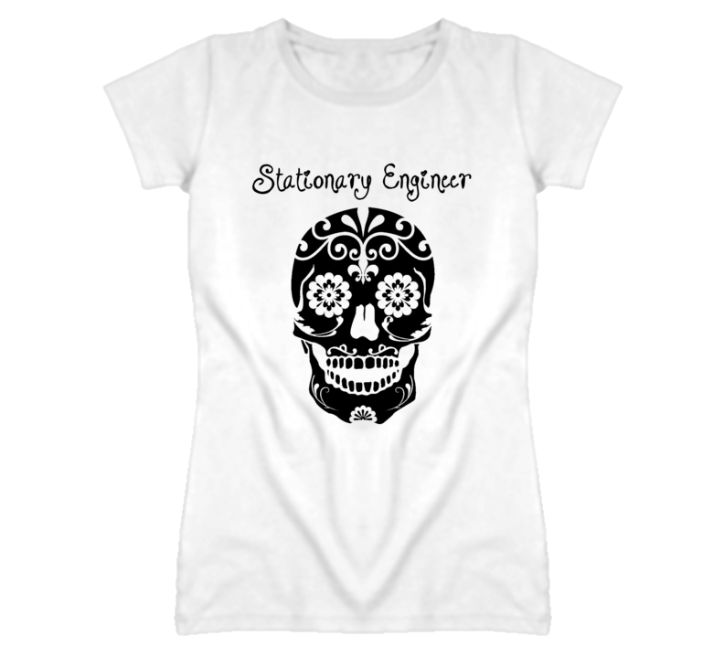Stationary Engineer Skull Design Cool Ladies T Shirt Stationary Engineer Skull Design Cool Ladies T Shirt