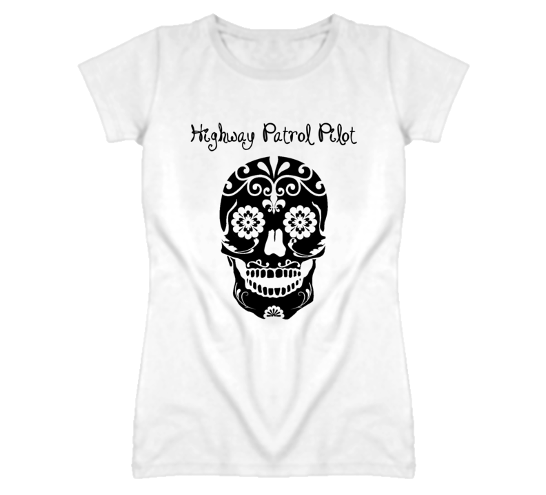Highway Patrol Pilot Skull Design Cool Ladies T Shirt Highway Patrol Pilot Skull Design Cool Ladies T Shirt