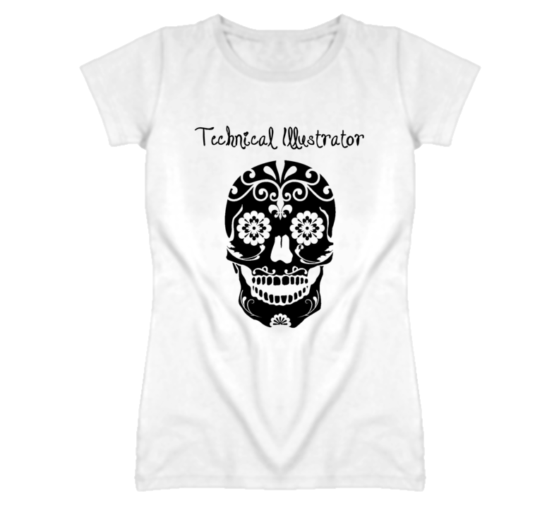 Technical Illustrator Skull Design Cool Ladies T Shirt Technical Illustrator Skull Design Cool Ladies T Shirt