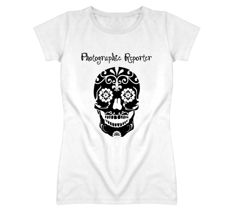 Photographic Reporter Skull Design Cool Ladies T Shirt Photographic Reporter Skull Design Cool Ladies T Shirt