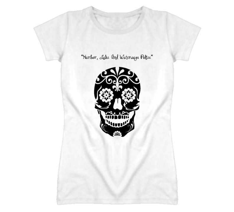 "Harbor Lake And Waterways Police Skull Design Cool Ladies T Shir "Harbor Lake And Waterways Police Skull Design Cool Ladies T Shir