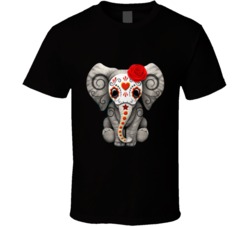 Red Day Of The Dead Sugar Skull Baby Elephant T Shirt 33664136