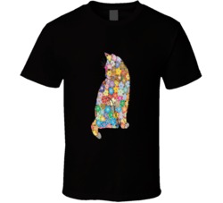 Cat Flowers Pattern T-shirt 33884613