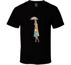 Girl With Umbrella (flowers Pattern) T-shirt 33885748