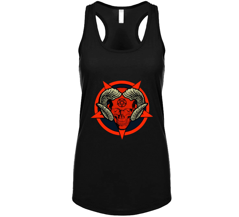 Satan Skull Pentagram Ladies Tank Top