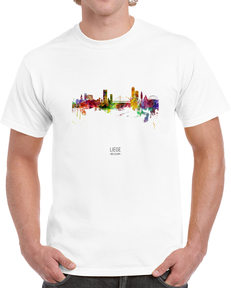 Liege Belgium Rainbow Skyline T Shirt