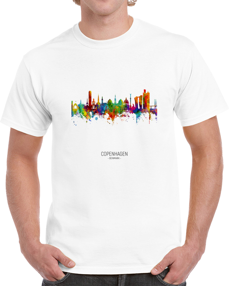 Copenhagen Denmark Rainbow Skyline T Shirt