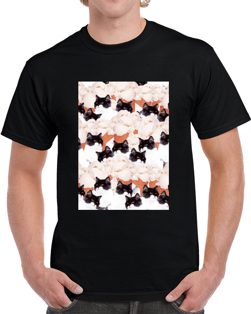 Cat Ice Cream Collage Random Galaxy T Shirt