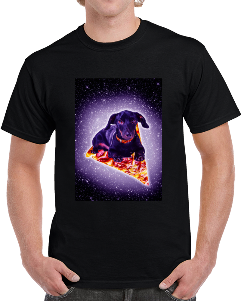 Space Dog Riding Pizza Random Galaxy T Shirt