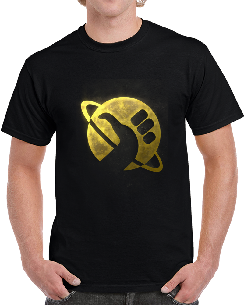 Don't Panic - The Hitchhiker's Guide To The Galaxy Gold Crest T Shirt