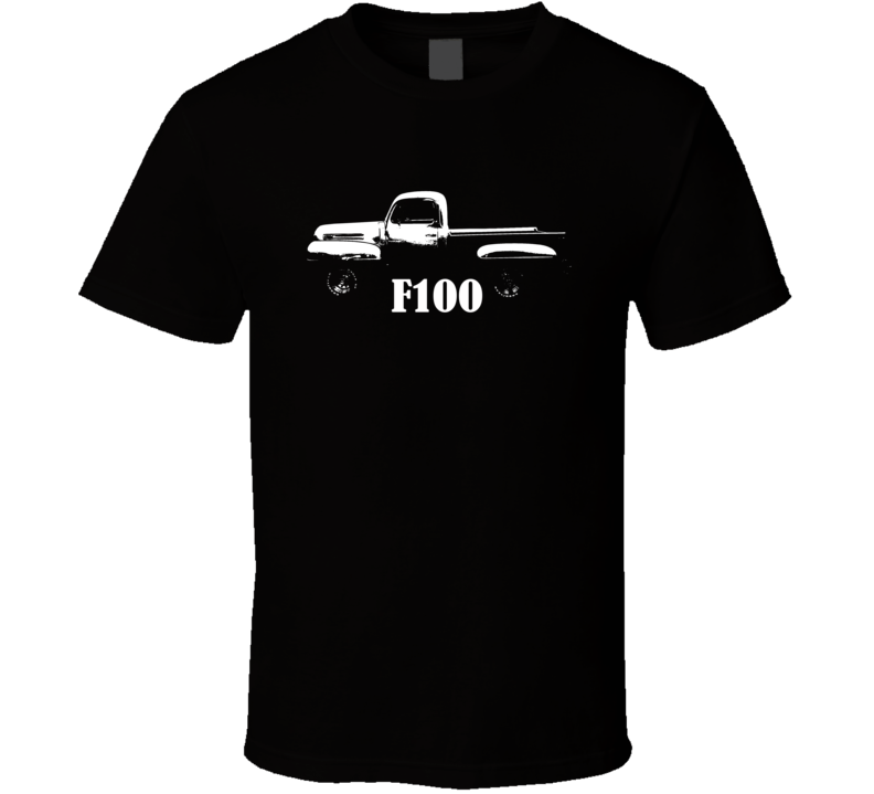 1949 F100 Pickup Truck Side View With Model Name Black T Shirt 1949 F100 Pickup Truck Side View With Model Name Black T Shirt