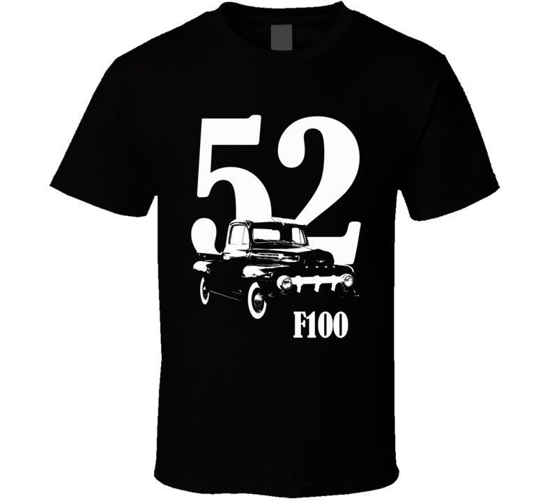 1952 F100 Pickup Truck Three Quarter Side View With Year And Model Name Black T Shirt 1952 F100 Pickup Truck Three Quarter Side View With Year And Model Name Black T Shirt