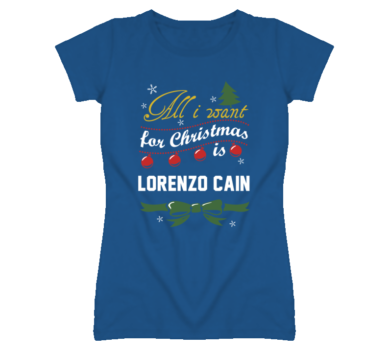 All I Want for Christmas Is Lorenzo Cain Funny Kansas Baseball T Shirt All I Want for Christmas Is Lorenzo Cain Funny Kansas Baseball T Shirt