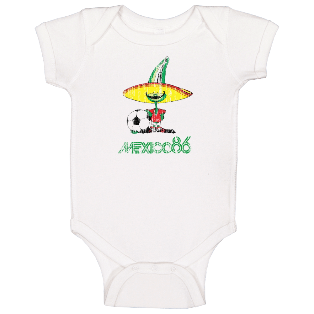 Mexico 1986 World Cup Soccer Vintage Effect Baby One Piece