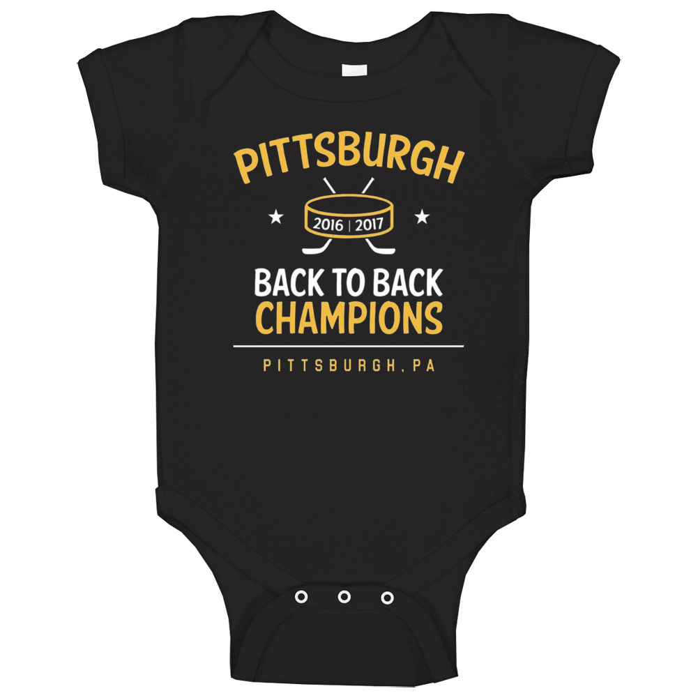 Pittsburgh Hockey Back To Back Champions Crosby Malkin Baby One Piece