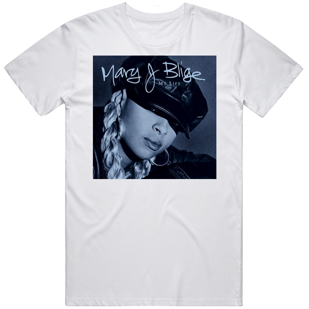 Mary K Blige My Life Retro 90s Rap Album Cover Retro Graphic Unisex Cotton White Classic T Shirt
