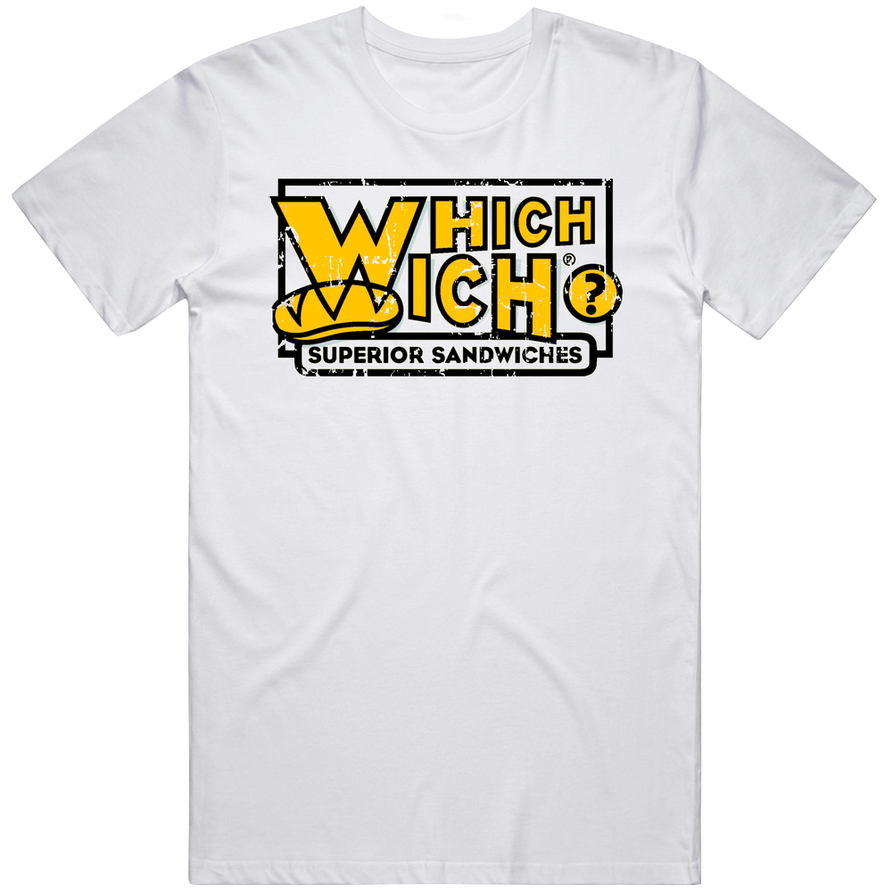 Which Wich Fast Food Restaurant Distressed Look Retro Graphic Unisex Cotton White Classic T Shirt