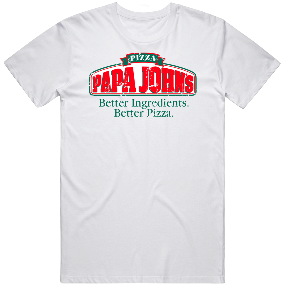Papa Johns Logo Popular Pizza Store Restaurant Food Fan Gift Retro Graphic Unisex Cotton White Classic T Shirt