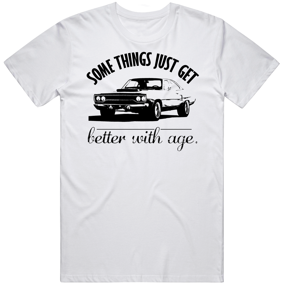 1970 Plymouth Roadrunner Hemi Better With Age Vintage Car Retro Graphic Unisex Cotton White Classic T Shirt 1970 Plymouth Roadrunner Hemi Better With Age Vintage Car Retro Graphic Unisex Cotton White Classic T Shirt