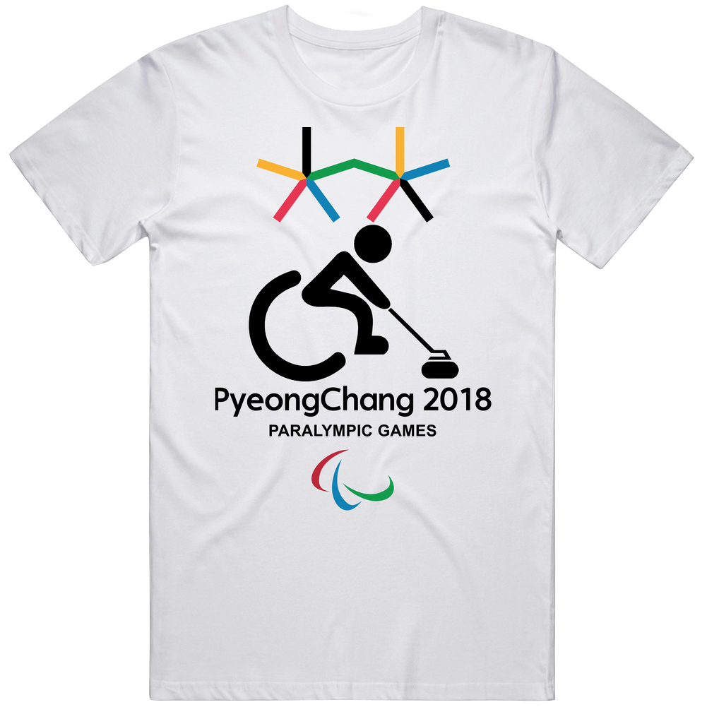 Paralympic Wheelchair Curling Pyeong Chang 2018 Winter Games Retro Graphic Unisex Cotton White Classic T Shirt