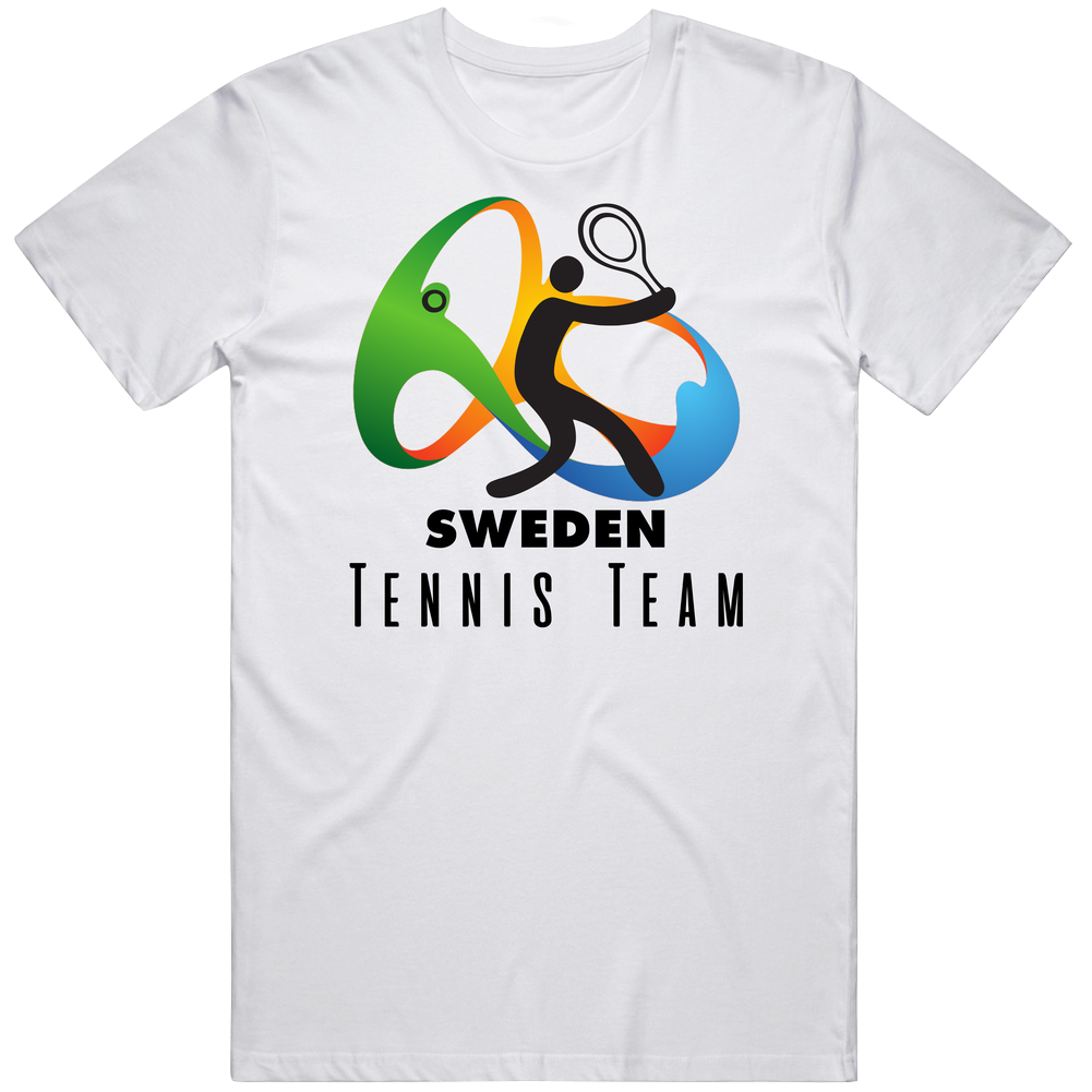 Sweden Tennis Team Rio 2016 Olympic Event Logo Retro Graphic Unisex Cotton White Classic T Shirt