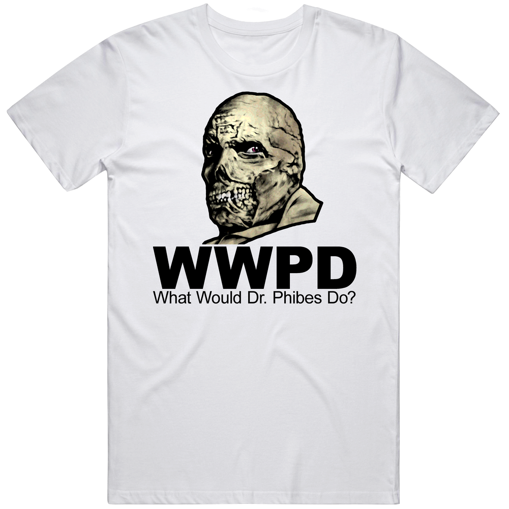 The Abominable Dr Phibes B Movie Retro Graphic Unisex Cotton White Classic T Shirt The Abominable Dr Phibes B Movie Retro Graphic Unisex Cotton White Classic T Shirt