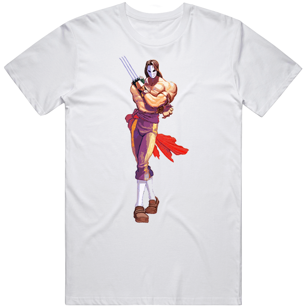 Vega Street Fighter Retro Graphic Unisex Cotton White Classic T Shirt