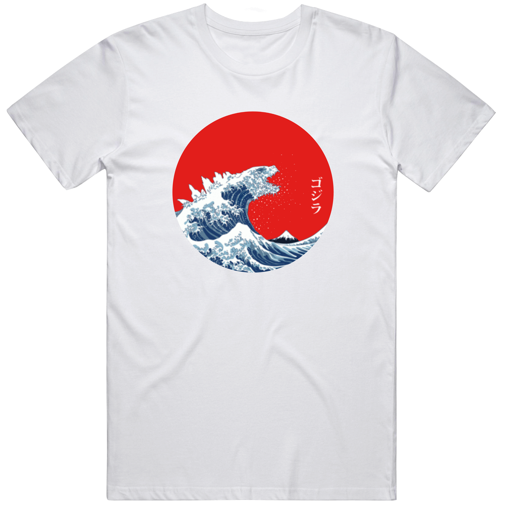 Hokusai Gojira The Great Wave Fine Art Godzilla Movie Mashup Cool Hipster Retro Graphic Unisex Cotton White Classic T Shirt Hokusai Gojira The Great Wave Fine Art Godzilla Movie Mashup Cool Hipster Retro Graphic Unisex Cotton White Classic T Shirt