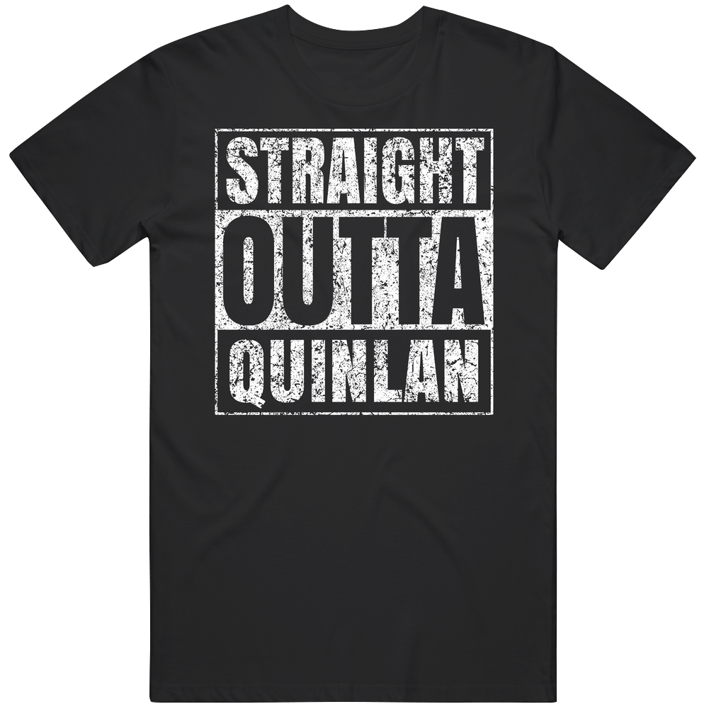 Straight Outta Quinlan Distressed Look City Grunge Cool Classic Cotton T Shirt