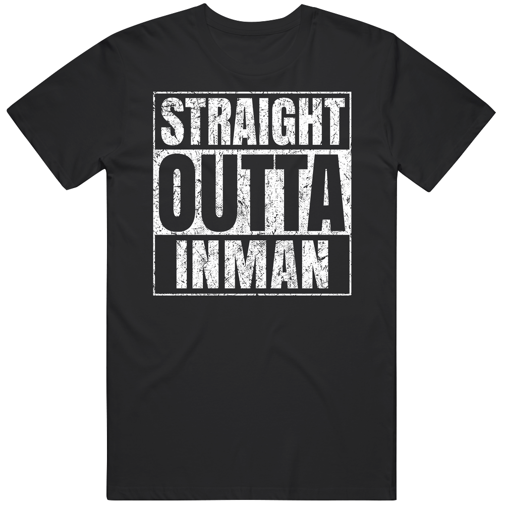 Straight Outta Inman City Grunge Worn Look Parody Classic Cotton T Shirt Straight Outta Inman City Grunge Worn Look Parody Classic Cotton T Shirt