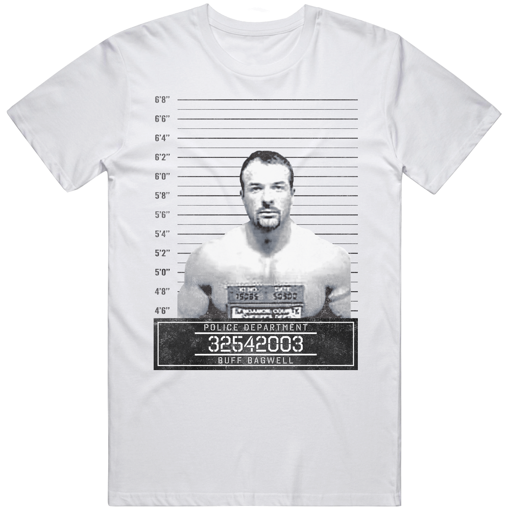 Buff Bagwell Famous Sports Star Mugshot Police Department Mens Soft Cotton Tee T Shirt