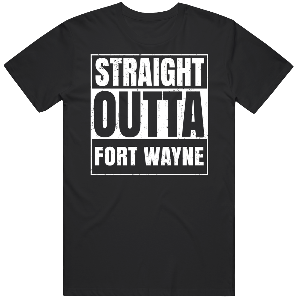 Straight Outta Fort Wayne United States Compton Parody Grunge City Mens Soft Cotton Tee T Shirt