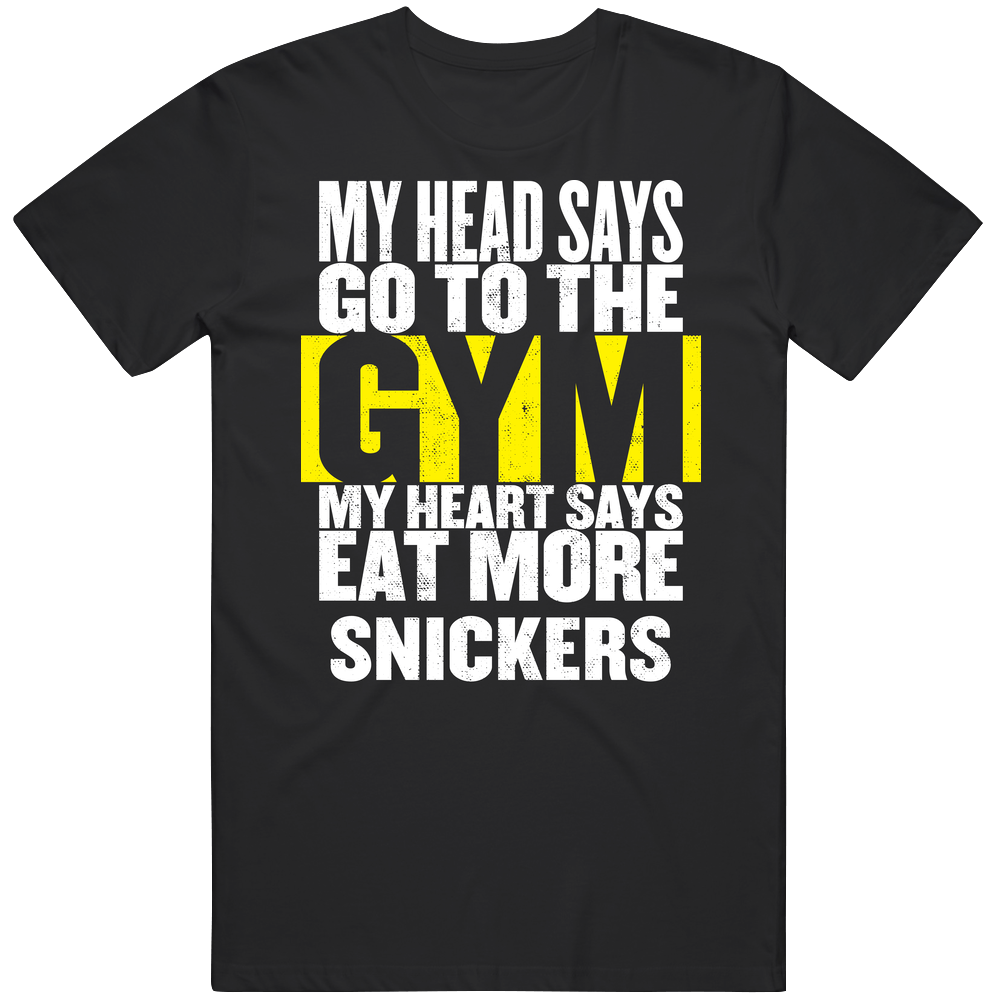 My Heart Says Eat More Snickers Funny Food Gym Mens Soft Cotton Tee T Shirt