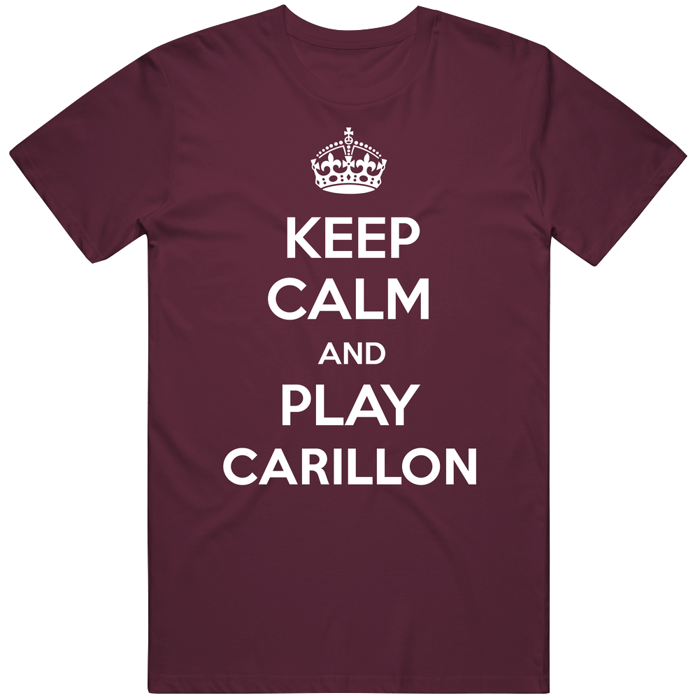 Keep Calm And Play Carillon Instrument Parody Mens Soft Cotton Tee T Shirt