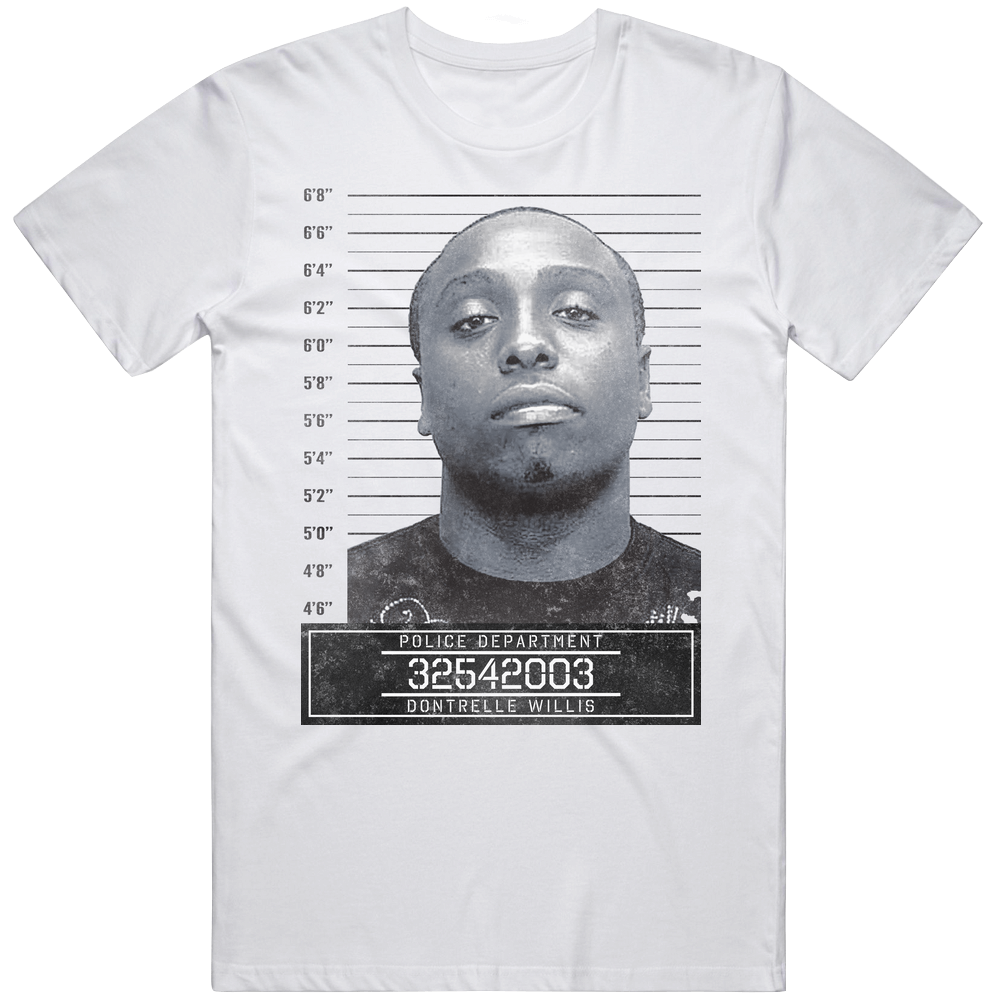 Dontrelle Willis Famous Sports Star Mugshot Police Department Mens Soft Cotton Tee T Shirt