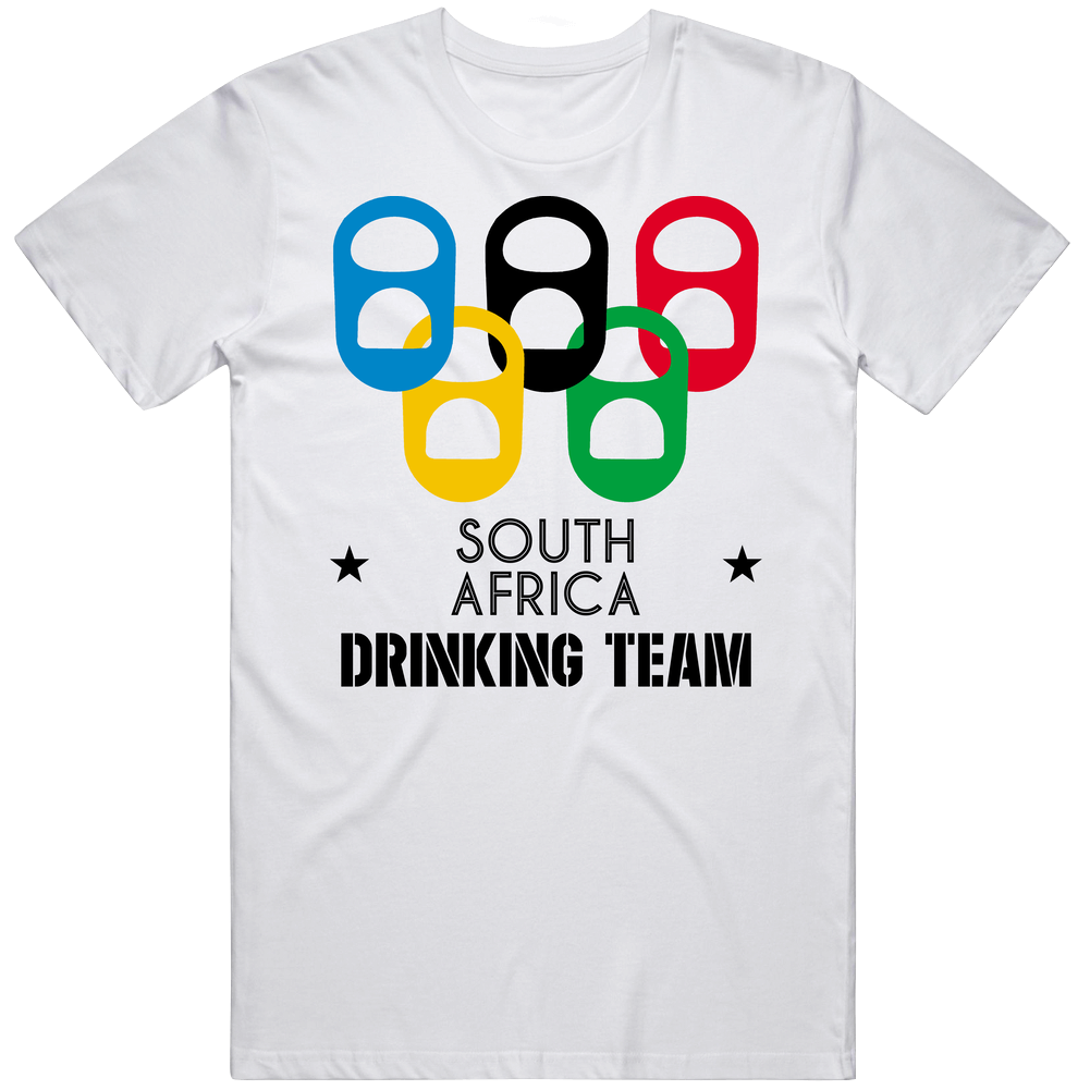 South Africa Drinking Team Olympic Ring Beer Tab Games Mens Soft Cotton Tee T Shirt