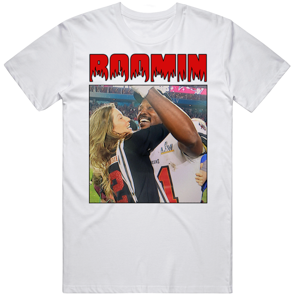 Boomin Antonio Brown And Gisele Bundchen White Mens Soft Cotton Tee T Shirt Boomin Antonio Brown And Gisele Bundchen White Mens Soft Cotton Tee T Shirt