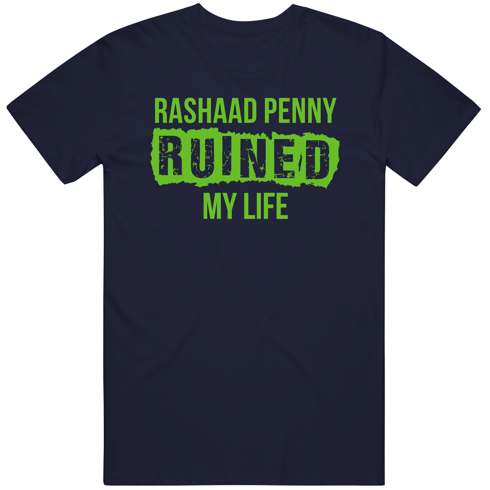Rashaad Penny Ruined My Life Seattle Football Fan Mens Soft Cotton Tee T Shirt