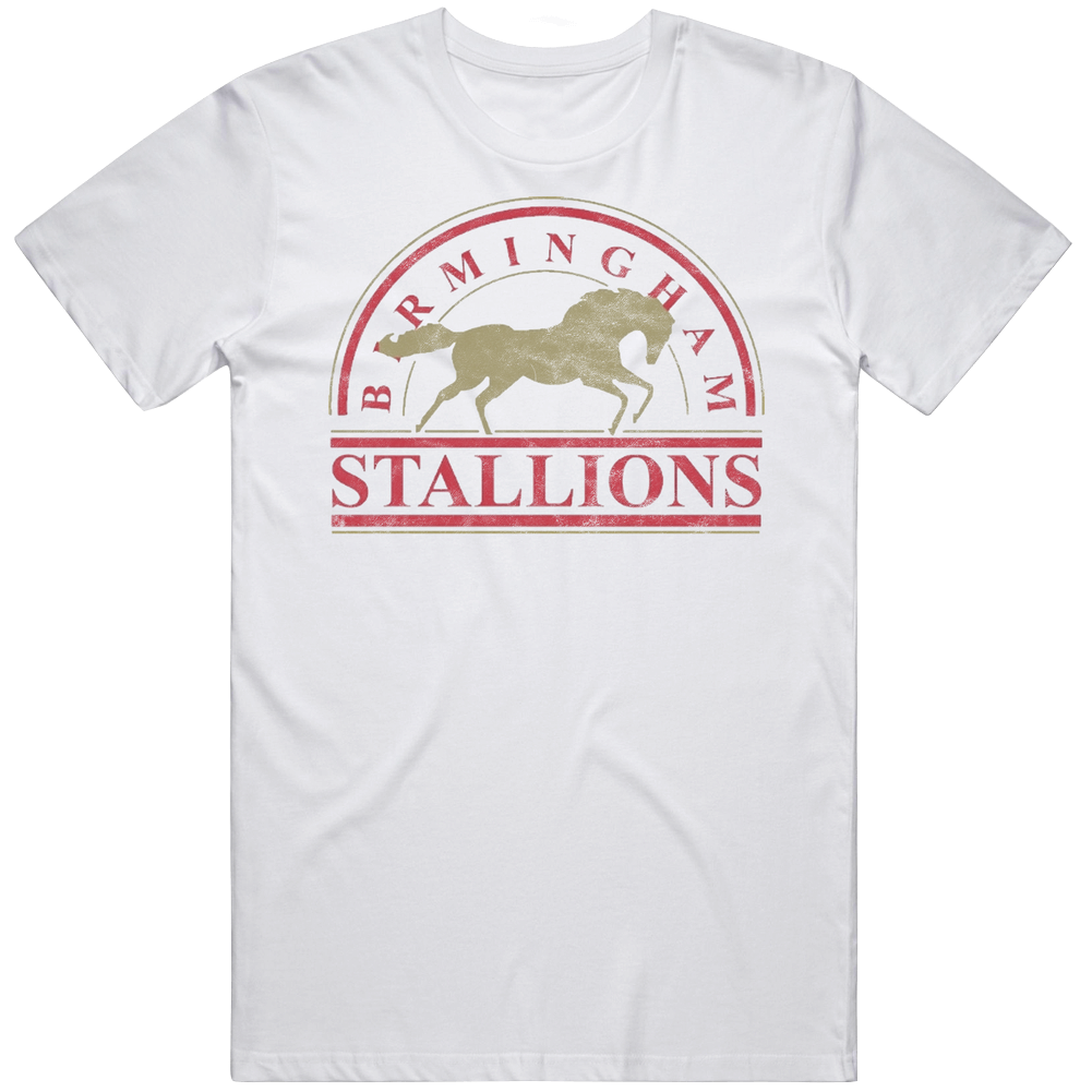 Birmingham Stallions Usfl Defunct Football Team Worn Look Mens Soft Cotton Tee T Shirt Birmingham Stallions Usfl Defunct Football Team Worn Look Mens Soft Cotton Tee T Shirt