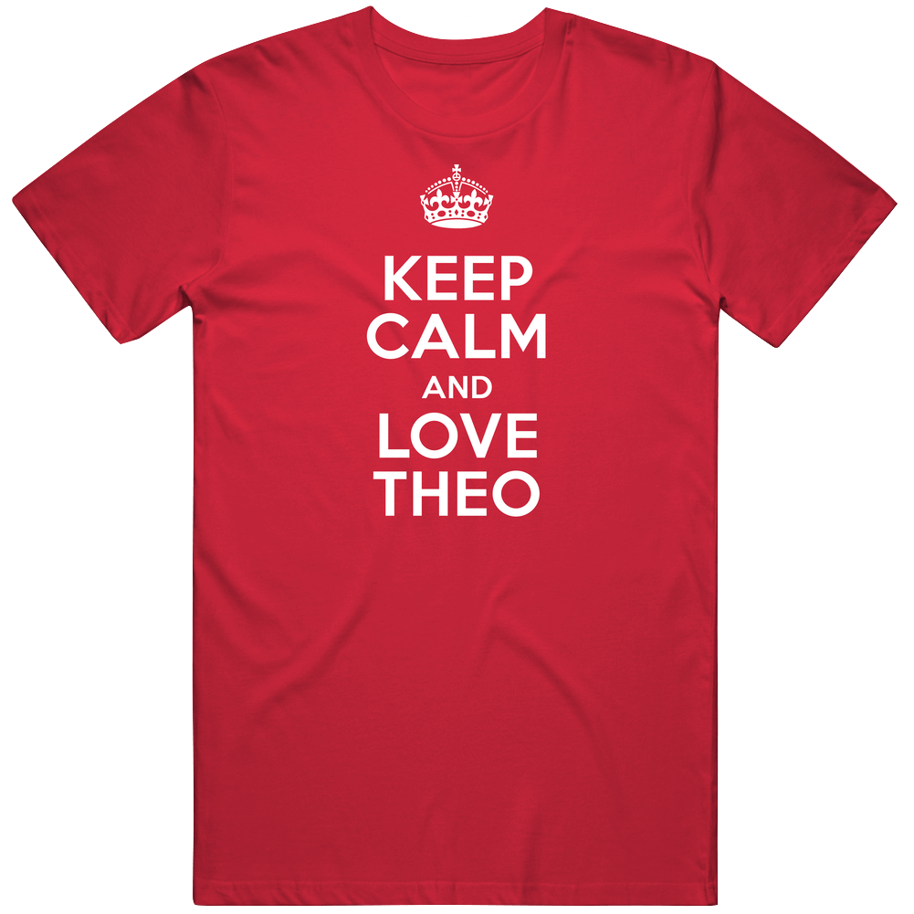 Theo Keep Calm And Love Parody Custom Name Mens Soft Cotton Tee T Shirt