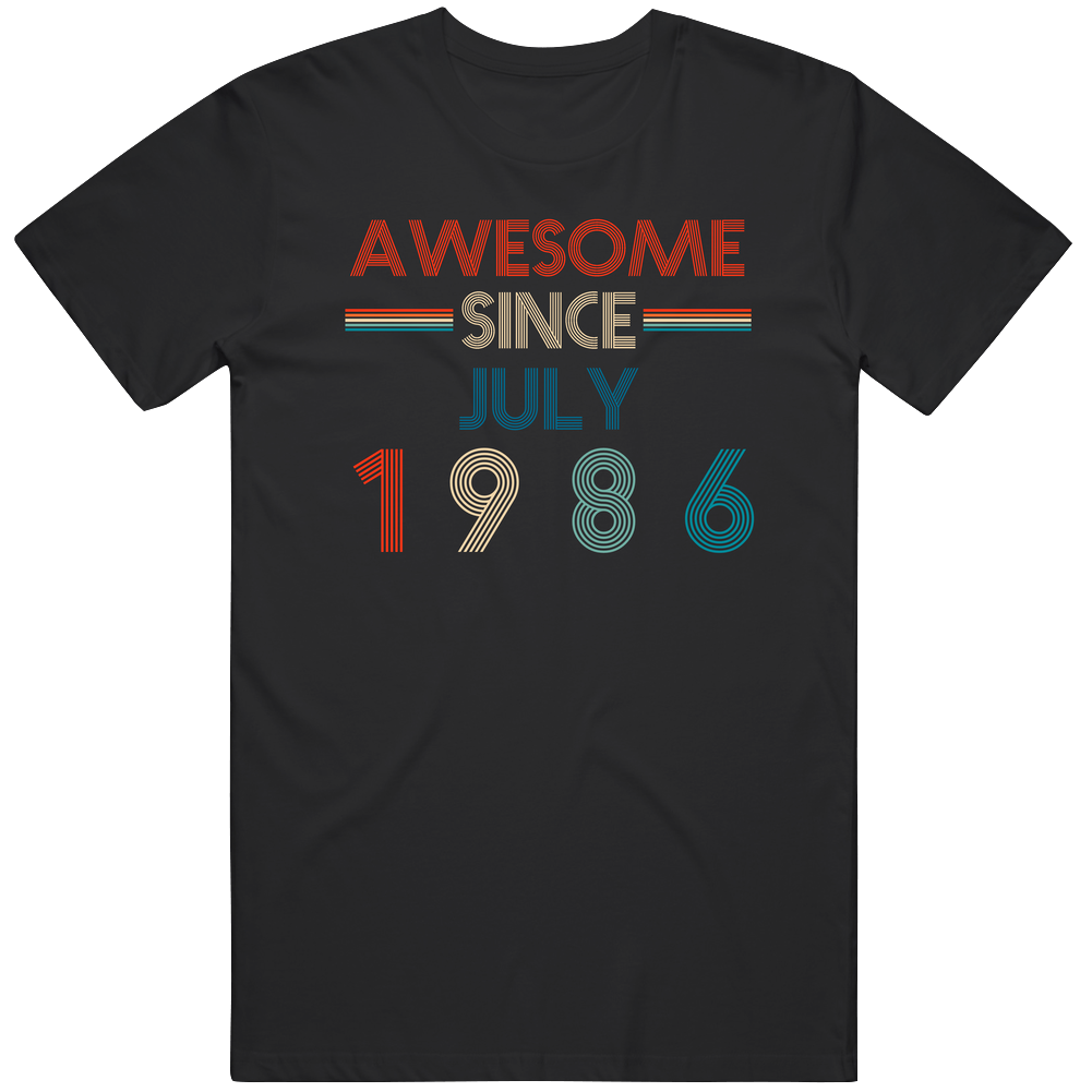 Awesome Since July 1986 Cool Birthdate Mens Soft Cotton Tee T Shirt
